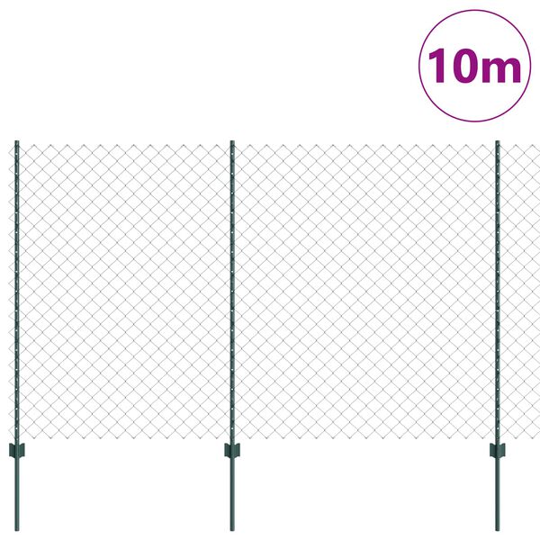 vidaXL Gjerde med stolpe gr&oslash;nn 1,5 x 10 m St&aring;l og PVC
