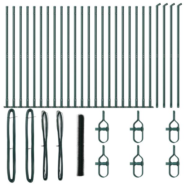 vidaXL Gjerdep&aring;le gr&oslash;nn 50 x 1,6 m (50 mm nett) St&aring;l og PVC