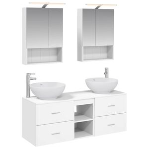 vidaXL Baderomsinnredningssett 5 pcs Hvit Konstruert tre og glass