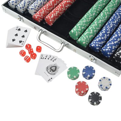 vidaXL Pokersett med 1000 sjetonger aluminium