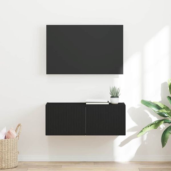 vidaXL TV Veggskap Svart 78,5 x 31 x 29,5 cm Konstruert tre