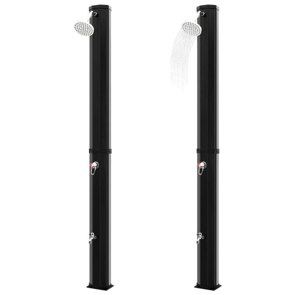 vidaXL Utendørs soldrevet dusj med dusjhode og kran 35 L svart