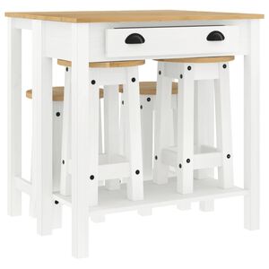 vidaXL Barsett 5 deler hvit heltre furu