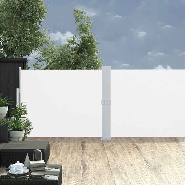 vidaXL Uttrekkbar sidemarkise 140x1200 cm kremhvit