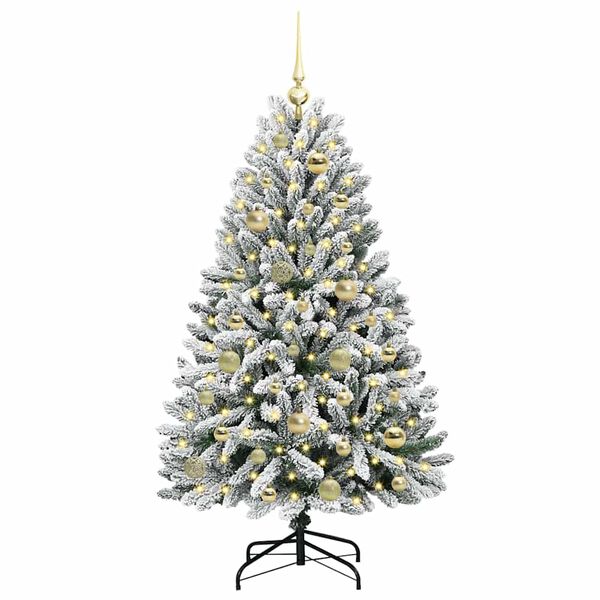 vidaXL Kunstig juletre med 150 LED Grønn og hvit 120 cm PVC og metall