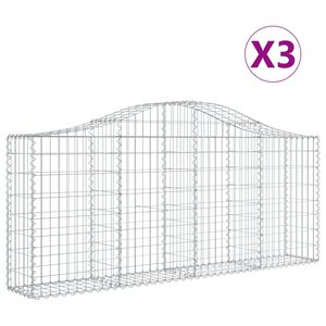 vidaXL Gabionkurver buede 3 stk 200x30x80/100 cm galvanisert jern