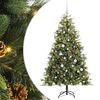 vidaXL Kunstig hengslet juletre med kjegler gr&oslash;nn 180 cm