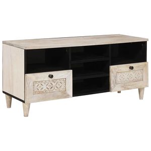 vidaXL TV-skap med skuff Blek Hvit 100 x 33 x 46 cm Massiv mango tre