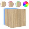 vidaXL Vegghengt TV-benk med LED sonoma eik 40,5x35x40 cm