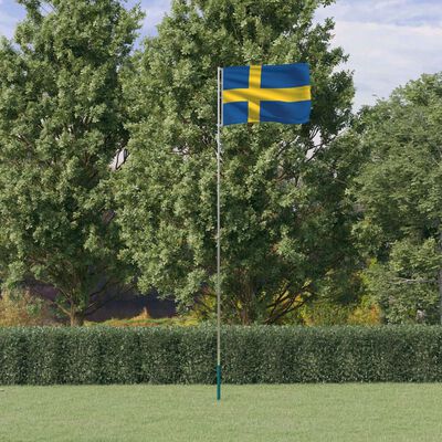 vidaXL Svensk flagg og stang 5,55 m aluminium