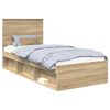 vidaXL Sengestamme med hodegjerde Sonoma eik 90 x 200 cm Massiv furu