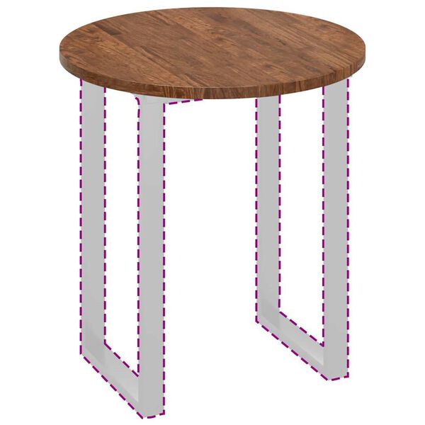 vidaXL Bordplate Mørkebrun Ø 70 x 2.5 cm Solid eik