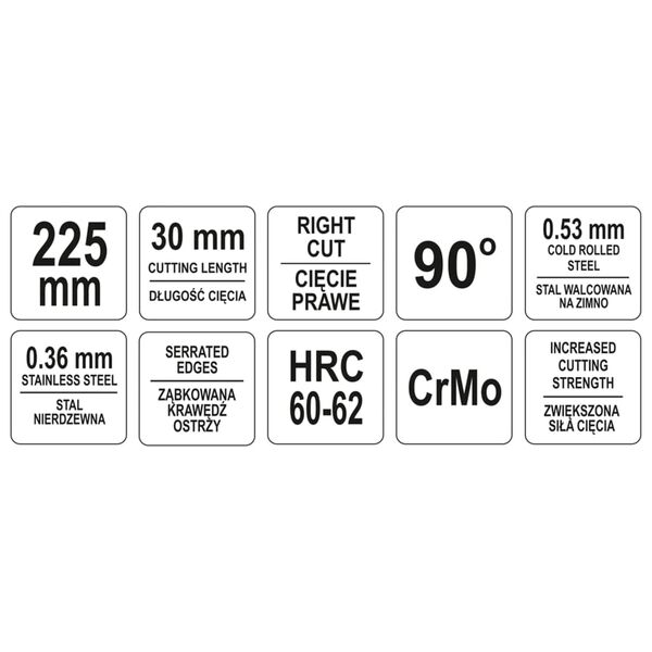 YATO Vertikal metallsaks Offset h&oslash;yre 225 mm gr&oslash;nn