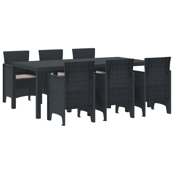 vidaXL Hage Spisegruppe 7 pcs Antrasitt Polt rattan