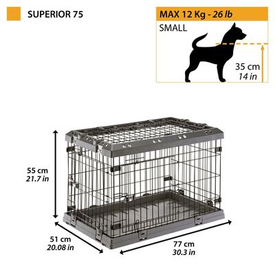Ferplast Hundebur Superior 75 77x51x55 cm svart