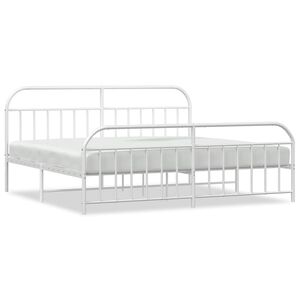 vidaXL Sengeramme i metall med hode- og fotgavl hvit 193x203 cm