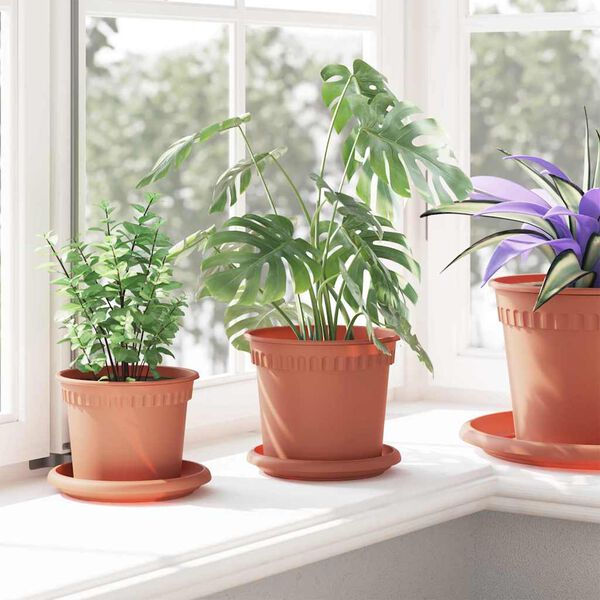 vidaXL Rund Blomsterpotte 24 pcs Klinker R&oslash;d &Oslash; 15 x 12 cm Plast