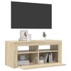 vidaXL TV-benk med LED-lys sonoma eik 90x35x40 cm