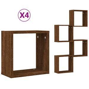 vidaXL Vegghyller kubeformet 4 stk brun eik 30x15x30 cm