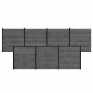 vidaXL Gjerdesett 7 stk. 1218 x 186 cm WPC og Aluminium Gr&aring;