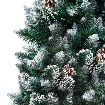 vidaXL Kunstig juletre med furukongler og hvit snø 180 cm