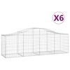 vidaXL Gabionkurver buede 6 stk 200x50x60/80 cm galvanisert jern