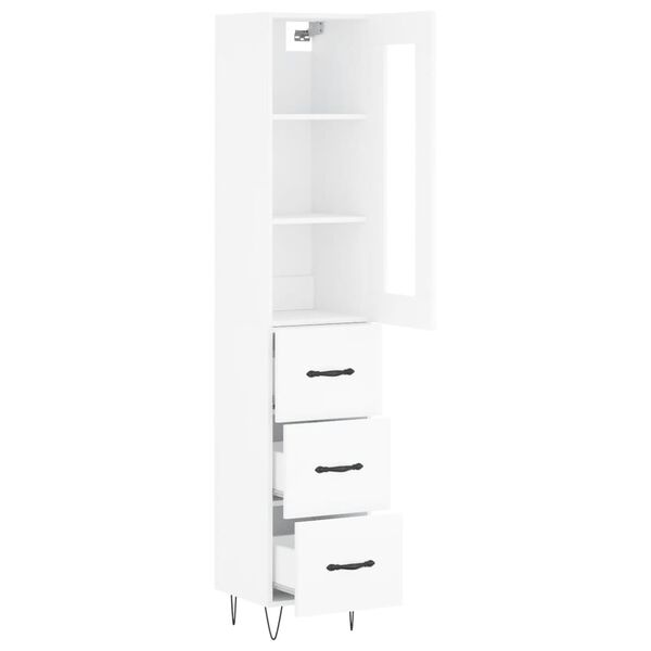 vidaXL Highboard hvit 34,5x34x180 cm konstruert tre