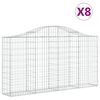 vidaXL Gabionkurver buede 8 stk 200x30x100/120 cm galvanisert jern