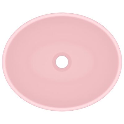vidaXL Luksuriøs servant ovalformet matt rosa 40x33 cm keramisk