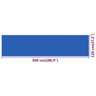 vidaXL Balkongskjerm blå 120x500 cm HDPE