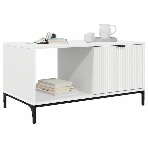 vidaXL Kaffebord med skuff Hvit 90 x 49 x 46 cm Konstruert tre