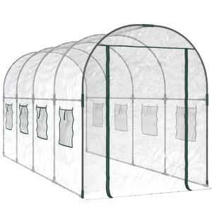 vidaXL Drivhus gjennomsiktig 160x400x190 cm PVC og pulverlakkert st&aring;l