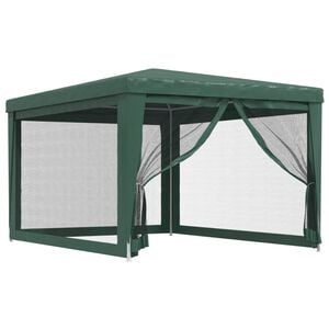 vidaXL Festtelt med 4 sidevegger av netting gr&oslash;nn 3x4 m HDPE