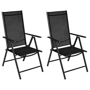 vidaXL Klappstoler 2 stk. aluminium og tekstilene svart