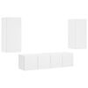 vidaXL Vegghengte TV-enheter med LED 4 deler hvit konstruert tre