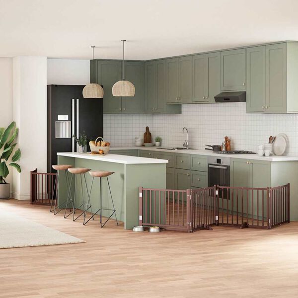 vidaXL Hundeport sammenleggbar 10 paneler brun 800 cm poppeltre