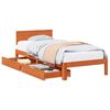 vidaXL Sengestamme med hodegjerde 3 pcs Vokset Brun Massiv furu
