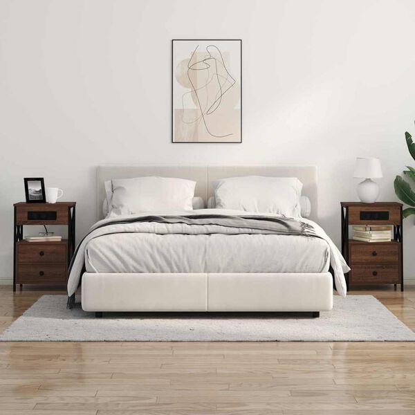 vidaXL Nattbordskap med skuff Brun Eik 40 x 31 x 60 cm Konstruert tre