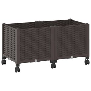 vidaXL Hagekrukke med hjul Brun 80 x 40 x 44 cm PP