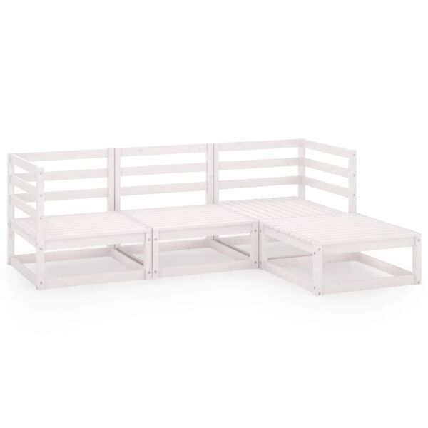 vidaXL Hagesofagruppe 4 deler hvit heltre furu