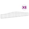 vidaXL Gabionkurver buede 8 stk 400x30x40/60 cm galvanisert jern