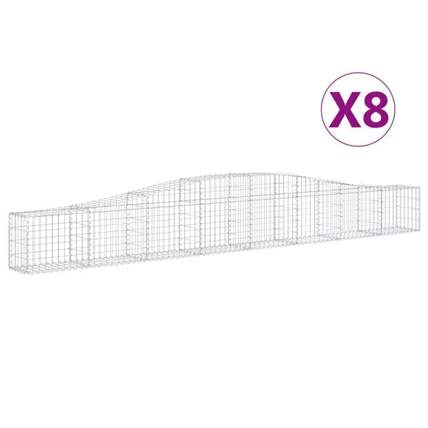vidaXL Gabionkurver buede 8 stk 400x30x40/60 cm galvanisert jern