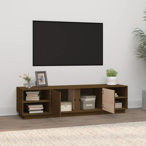 vidaXL TV-benk honningbrun 156x40x40 cm heltre furu