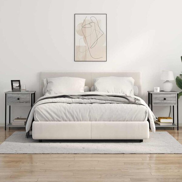 vidaXL Nattbordskap 2 pcs Gr&aring; Sonoma 42 x 41 x 56 cm Konstruert tre