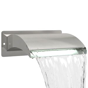 vidaXL Bassengfoss med LED Rustfritt St&aring;l 304 30 x 9 x 26 cm S&oslash;lv