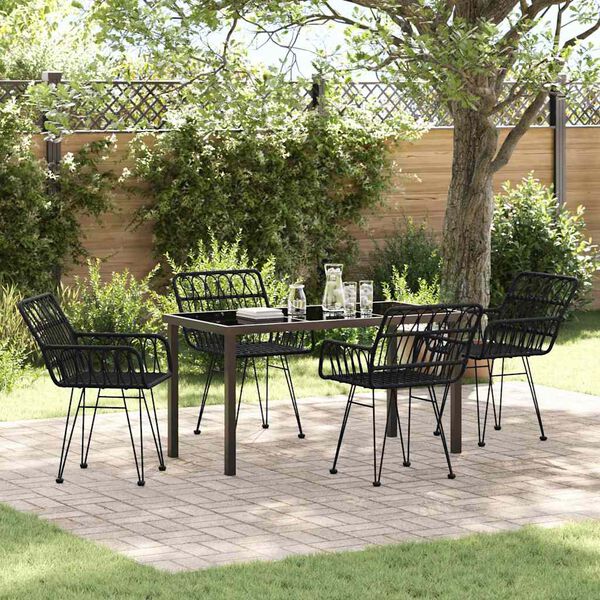 vidaXL Hage Spisegruppe 5 pcs Svart Poly rattan