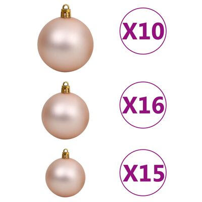 vidaXL Julekulesett 120 deler med topp og 300 LED rosa gull