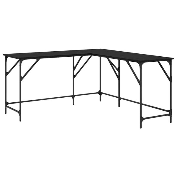 vidaXL Skrivebord Svart Eik 149 x 149 x 75 cm Konstruert tre