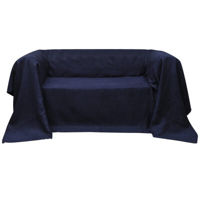 130899 Micro-suede Couch Slipcover Navy Blue 210 x 280 cm