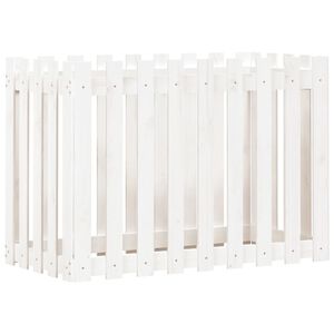 vidaXL H&oslash;ybed med gjerdedesign hvit 100x50x70 cm heltre furu